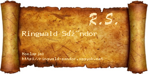 Ringwald Sándor névjegykártya